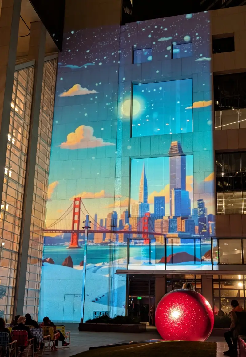 Let's Glow display at 101 California Street