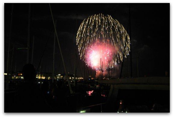 fireworks over the san francisco bay on fourth of july