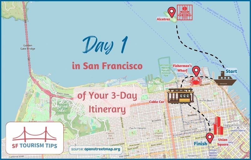 Map of Day 1 of my 3-day SF itinerary