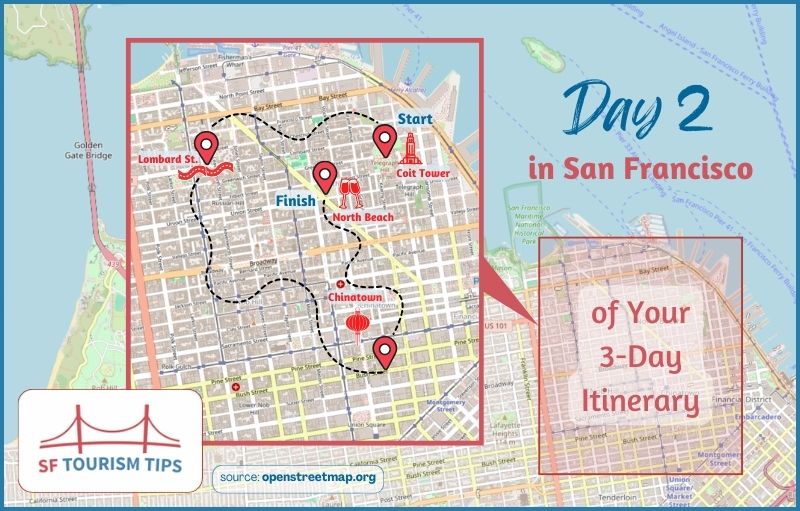 Map of Day 2 of my 3-day SF itinerary