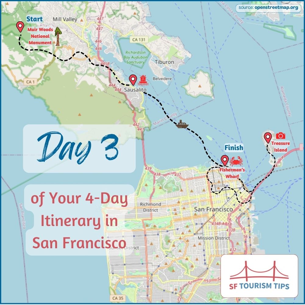 Map of Day 3 of my 4-day itinerary
