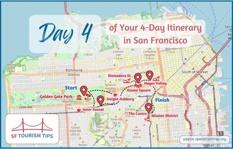 Map of Day 4 of my 4-day itinerary for San Francisco