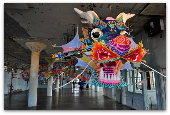 Ai Weiwei exhibit in the machinery building on Alcatraz.