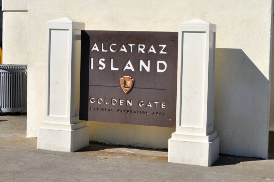 The main sign you'll see when you step off the Alcatraz Ferry