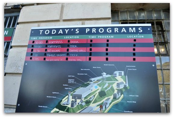 The daily programs at Alcatraz Island