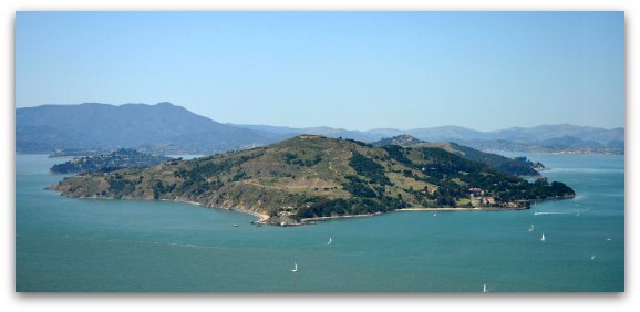 A view of Angel Island from above