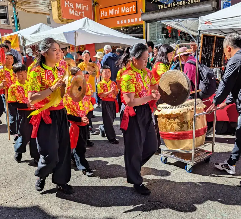 A small band in the Chinatown parade.