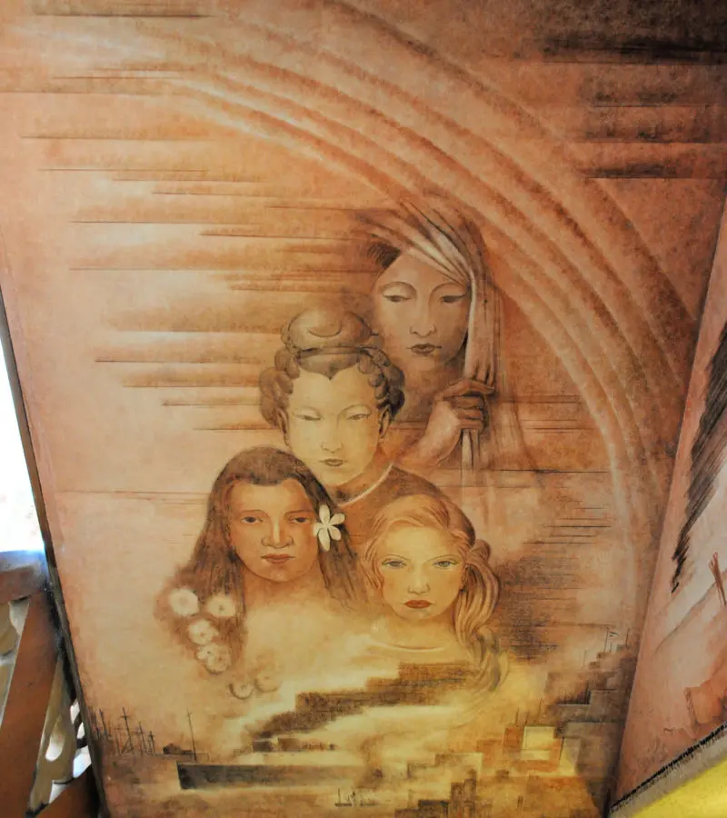 A mural with four women in the Beach Chalet San Francisco