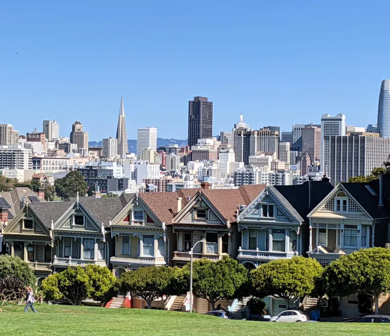 Alamo Square Painted Ladies on a sunny day in San Francisco