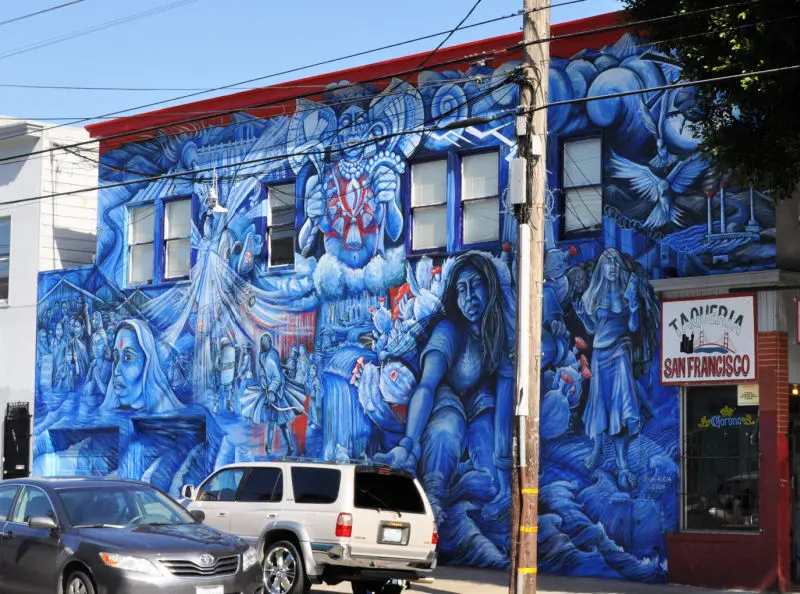 Blue and White Mural in the Mission