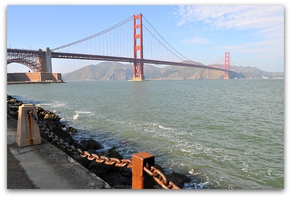 he Golden Gate Bridge from Marina Drive in Crissy Field.