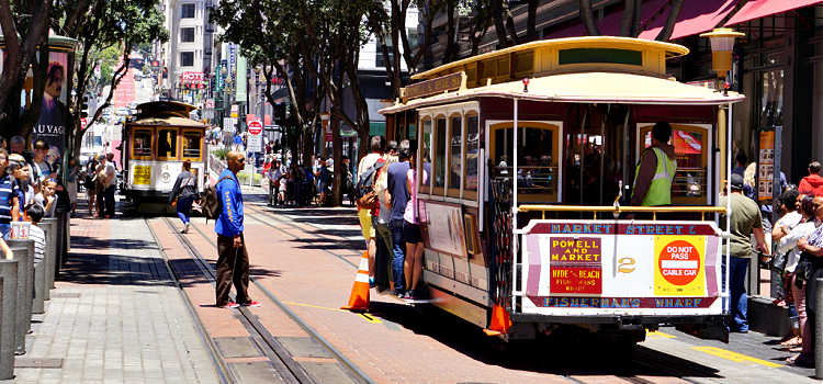 Cable Cars in Union Square in San Francisco