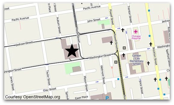 A map showing the location of the San Francisco Cable Car Museum.