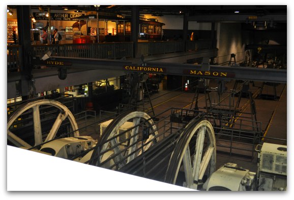 The wheels spinning in the Cable Car Museum in SF
