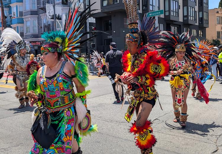 Colorful dancers in the annual Carnaval Parade in San Francisco