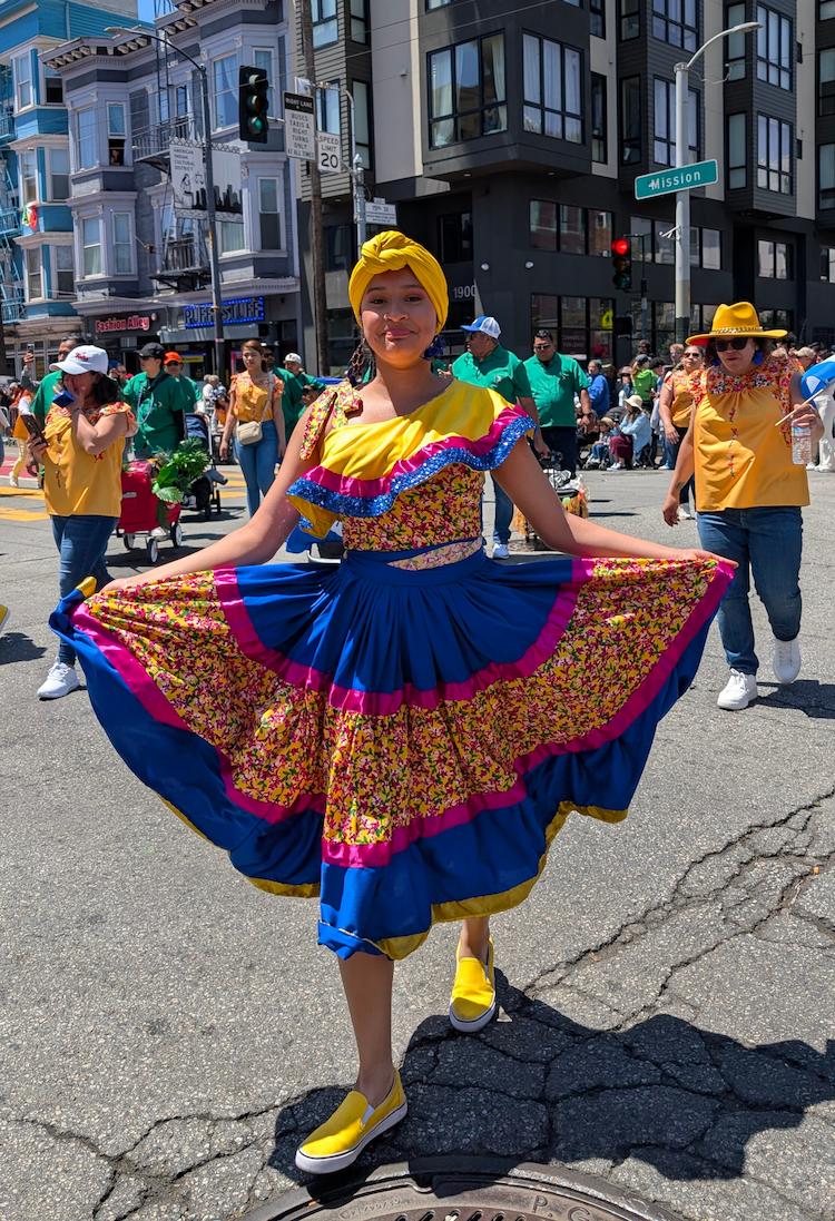 Colorful dancers in the annual Carnaval Parade in San Francisco