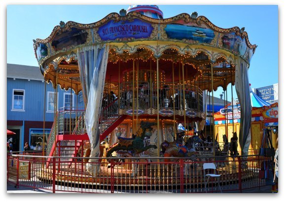 The colorful carousel at Pier 39.