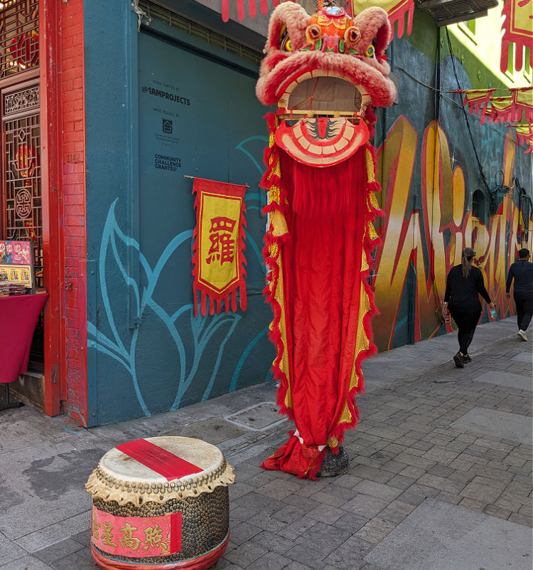 Red dragon decoration on the streets of Chinatown
