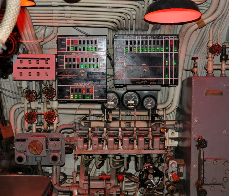 Christmas tree control panel in the USS Pampanito Submarine in San Francisco Christmas tree control panel in the USS Pampanito Submarine in San Francisco