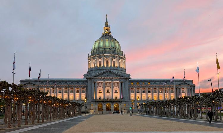 San Francisco City Hall at sunset