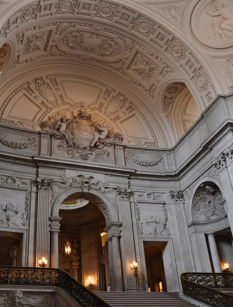 The ornate interior of San Francisco City Hall