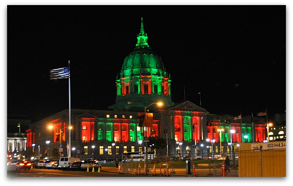 Red & Green Lights on SF City Hall