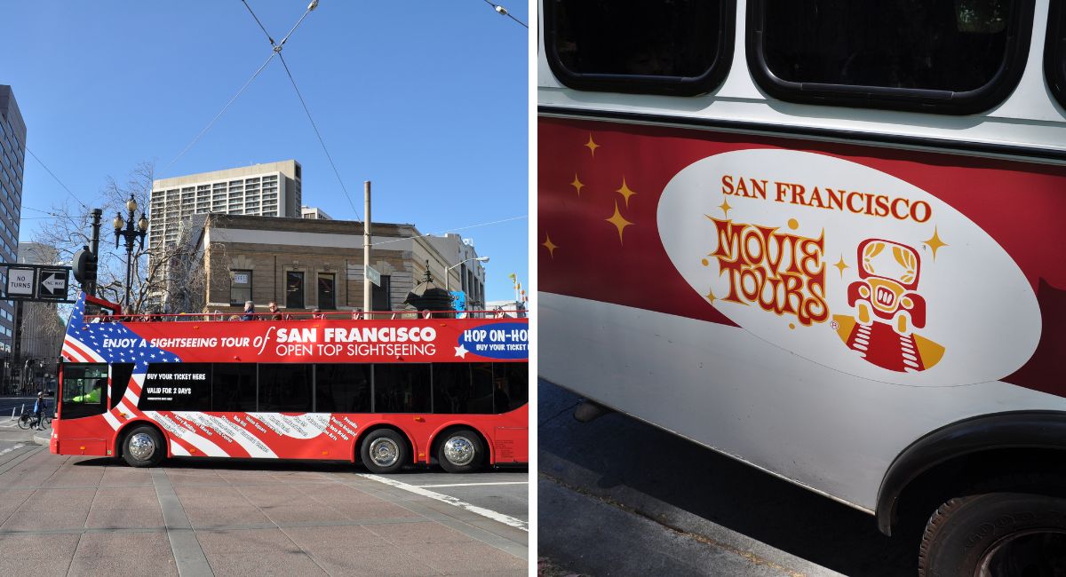 Two bus tour images for San Francisco