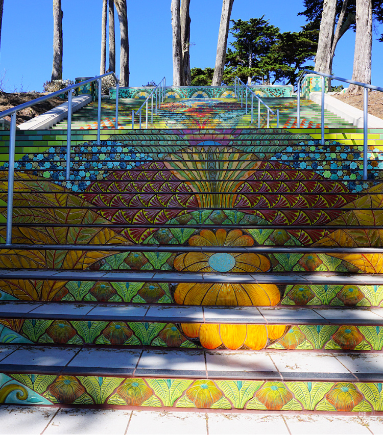 Close up view of the Lincoln Park Steps in San Francisco