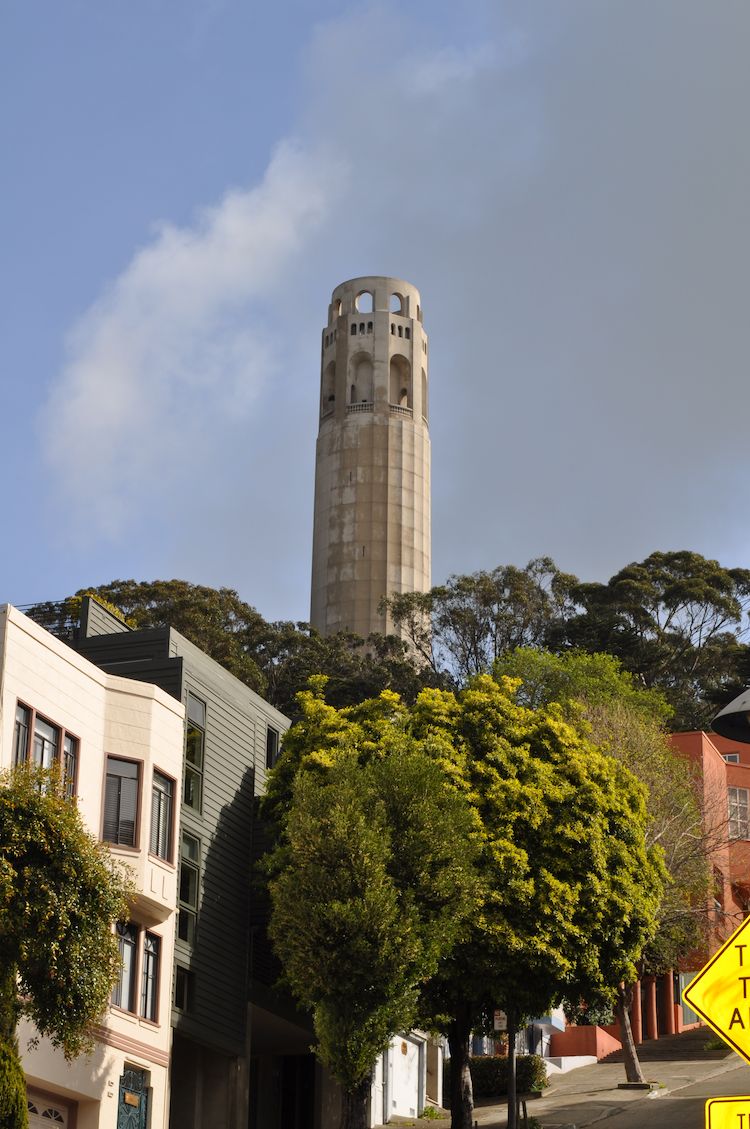 Coit Tower standing proudly on top of Telegraph Hill