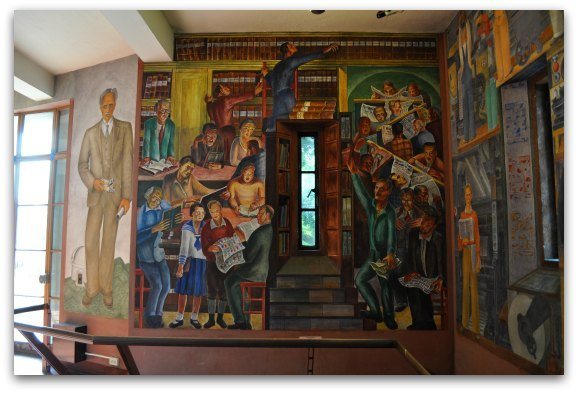 The murals on the first floor of Coit Tower.