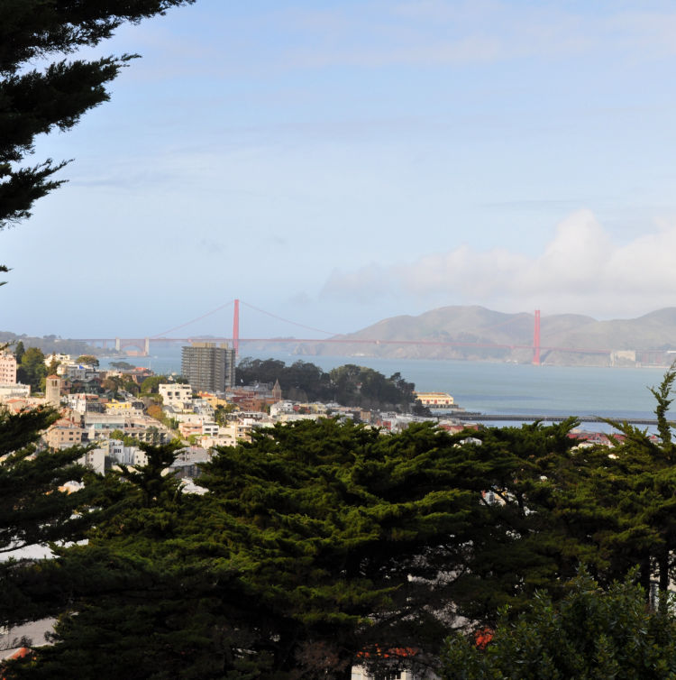 Views of the Golden Gate Bridge from the Coit Tower Parking Lot