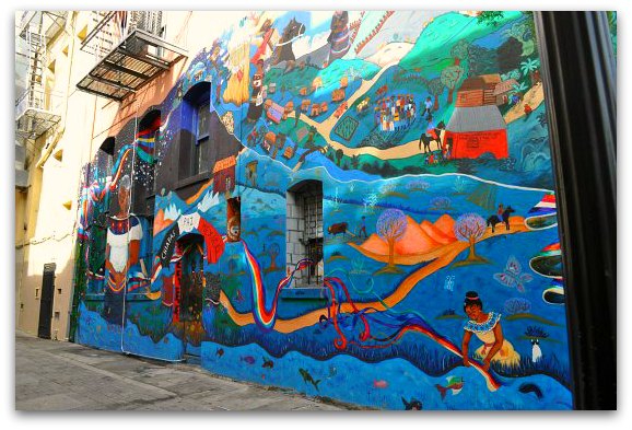 A colorful mural in SF's North Beach district