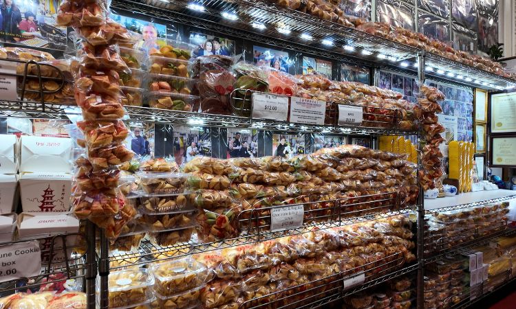 Cookies on sale in Chinatown's Fortune Cookie Factory