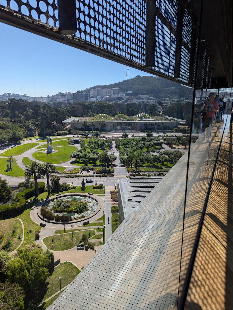 View from de Young observation tower in Golden Gate Park San Francisco