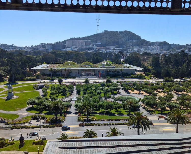 The California Academy of Sciences from the observation tower in the de Young Museum