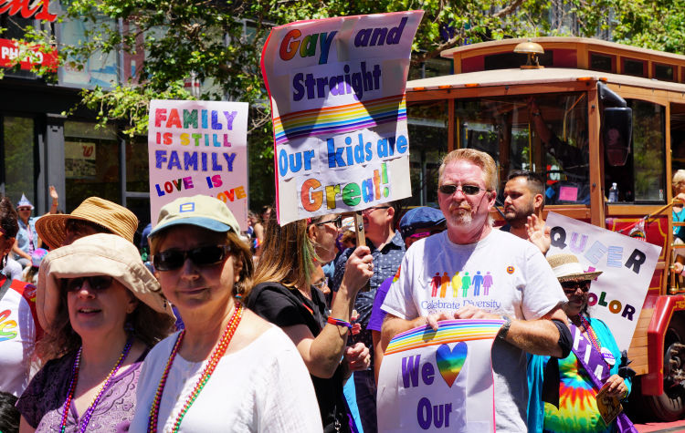 Families Supporting their LGBTQ+ Kids at the Pride Parade in SF