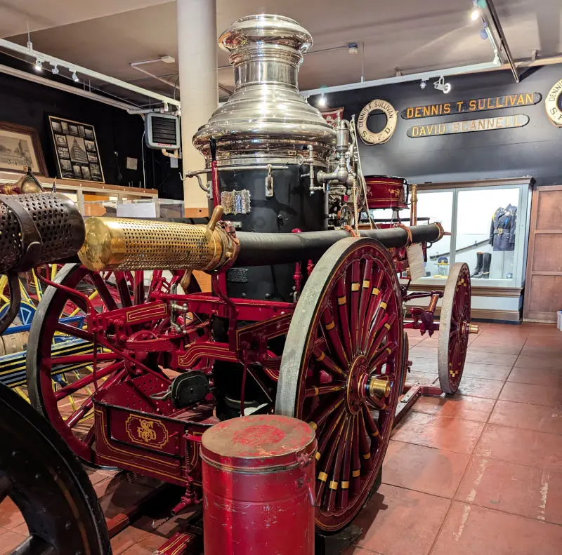 Old firefighting engine in the Fire Museum in San Francisco Old firefighting engine in the Fire Museum in San Francisco