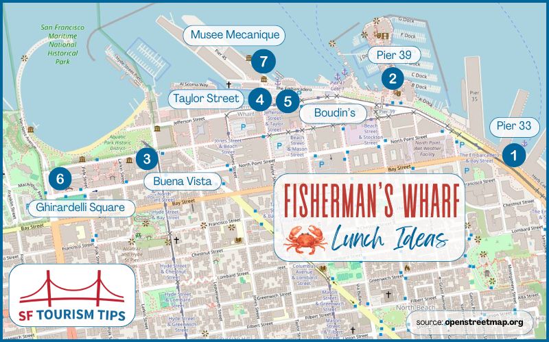 Map of Lunch Ideas around Fisherman's Wharf