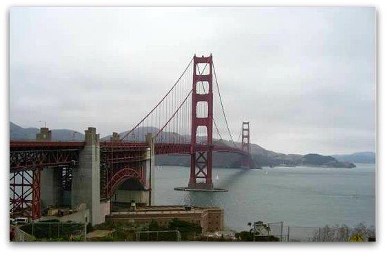 Golden Gate Bridge on a foggy day in San Francisco