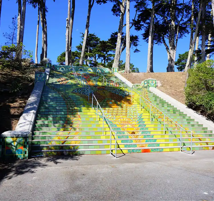 The colorful mosaic steps at Lincoln Park.