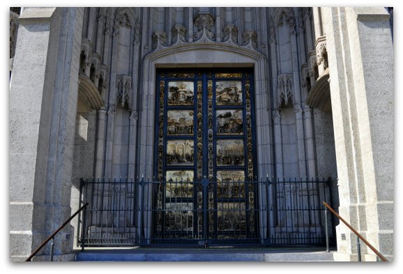 The golden doors of Grace Cathedral in SF