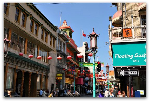 People shopping on Grant Avenue in San Francisco's Chinatown district