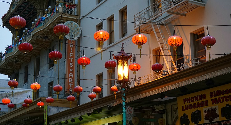 Grant Street Lights in Chinatown in San Francisco