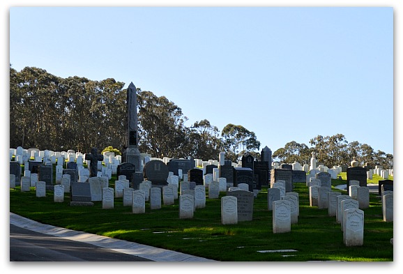 Gravestones in the National Cemetery in SF