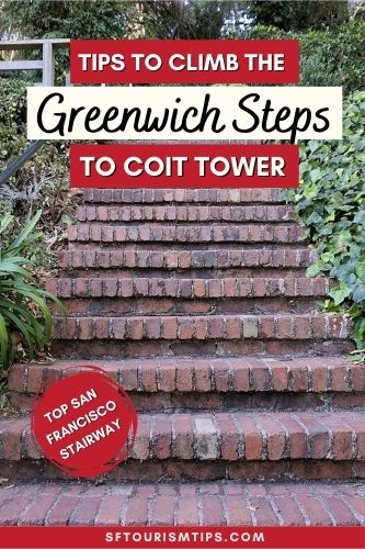Pinterest pin for Greenwich Stairs to Coit Tower in San Francisco