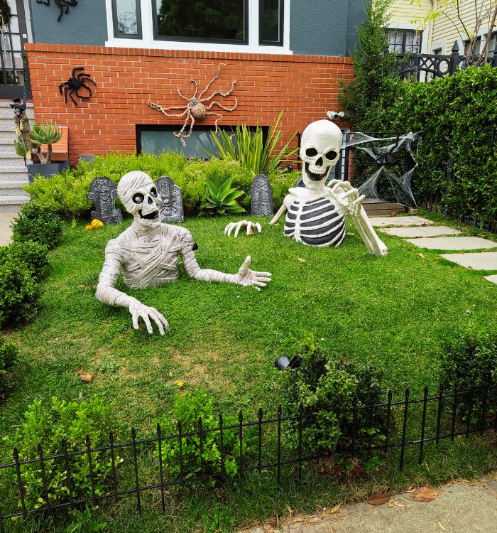 Decorations outside a house in San Francisco for Halloween