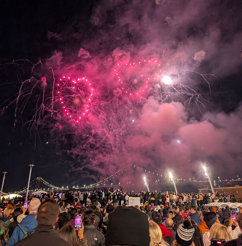 Heart fireworks on NYE in SF
