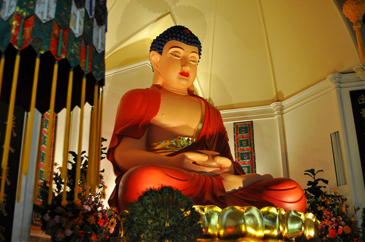 Buddist sculpture at a temple in San Francisco