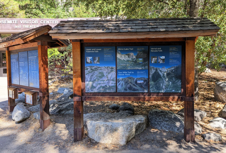 Hiking Guide Sign in Yosemite Valley