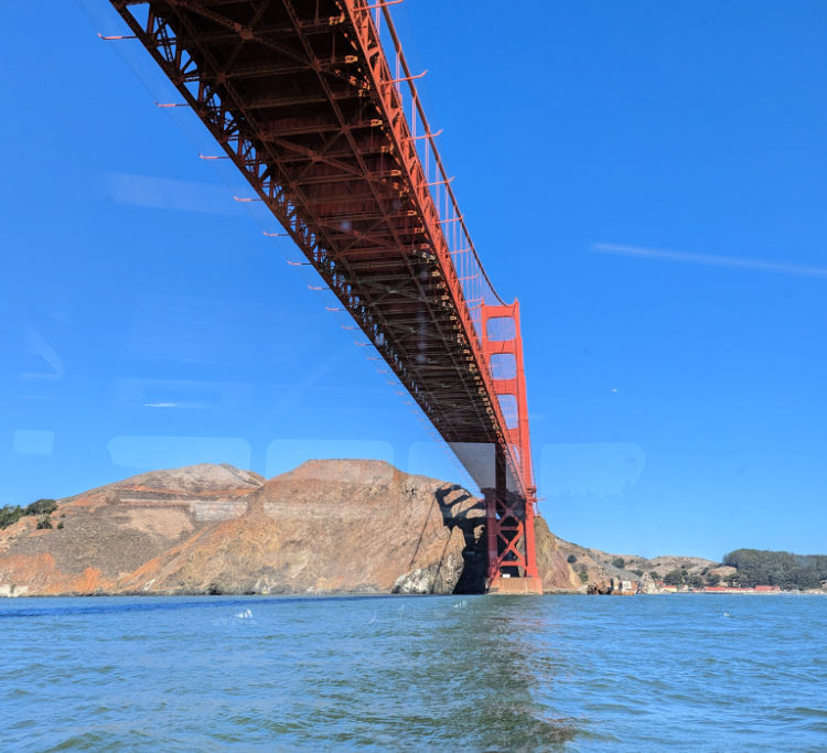Inside view from the San Francisco Bay Cruise of the Golden Gate Bridge Inside view from the San Francisco Bay Cruise of the Golden Gate Bridge